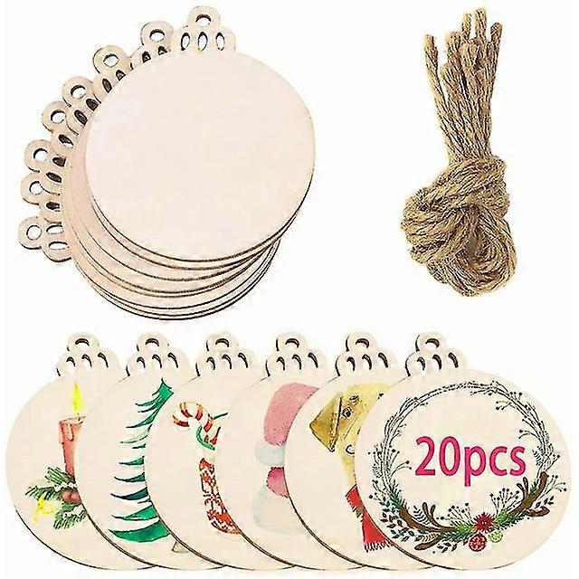 20pcs ξύλινες φέτες Diy χειροτεχνίες γύρω από τις ετικέτες στολίδια διακοσμήσεις για το σπίτι Κόμμα Χριστούγεννα δέντρο μενταγιόν στολίδια προμήθειες