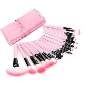 32 Pcs Pink Make Up Cosmetics Professional Shadow  Foundation Powder Blush Make Up Brush Set