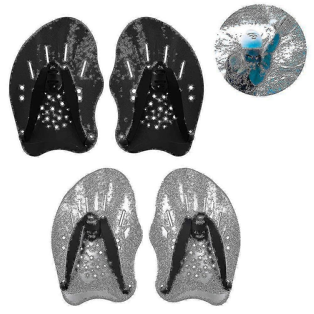 2pairs Swim Paddle Hand, Swim Training Paddle Adjustable Diving Traini - Plemdea