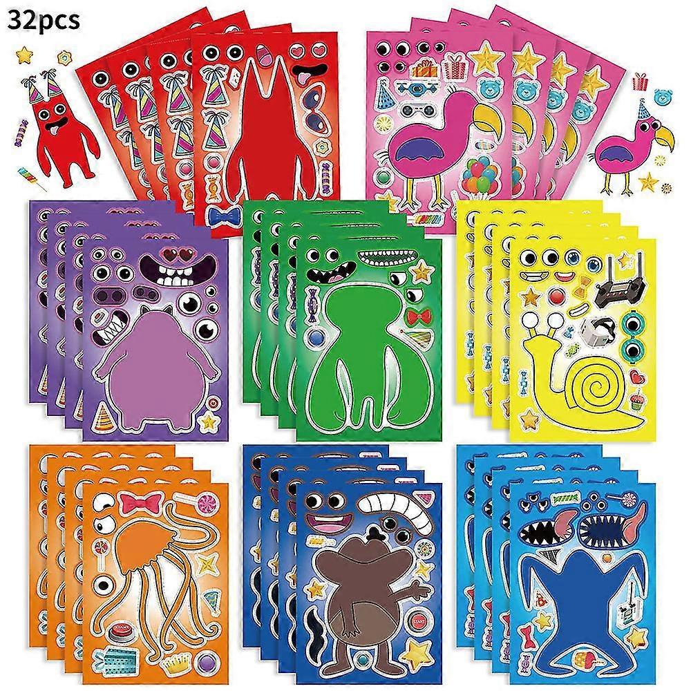 32 حزمة Garten of Banban اصنع أوراق ملصقات الوجه DIY اصنع الوحش الخاص بك وتطابق أوراق الملصقات Kids Party Favor Supplies الهدايا الحرفية
