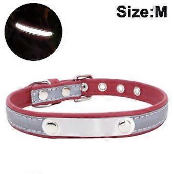 Dog Collar With Engraved Name Tag,  Soft Leather