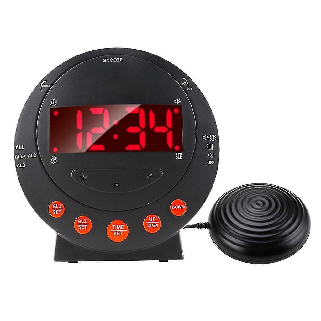 Extra Loud Alarm Clock With Bed Shaker Large Led Display Digital Bedroom Clock