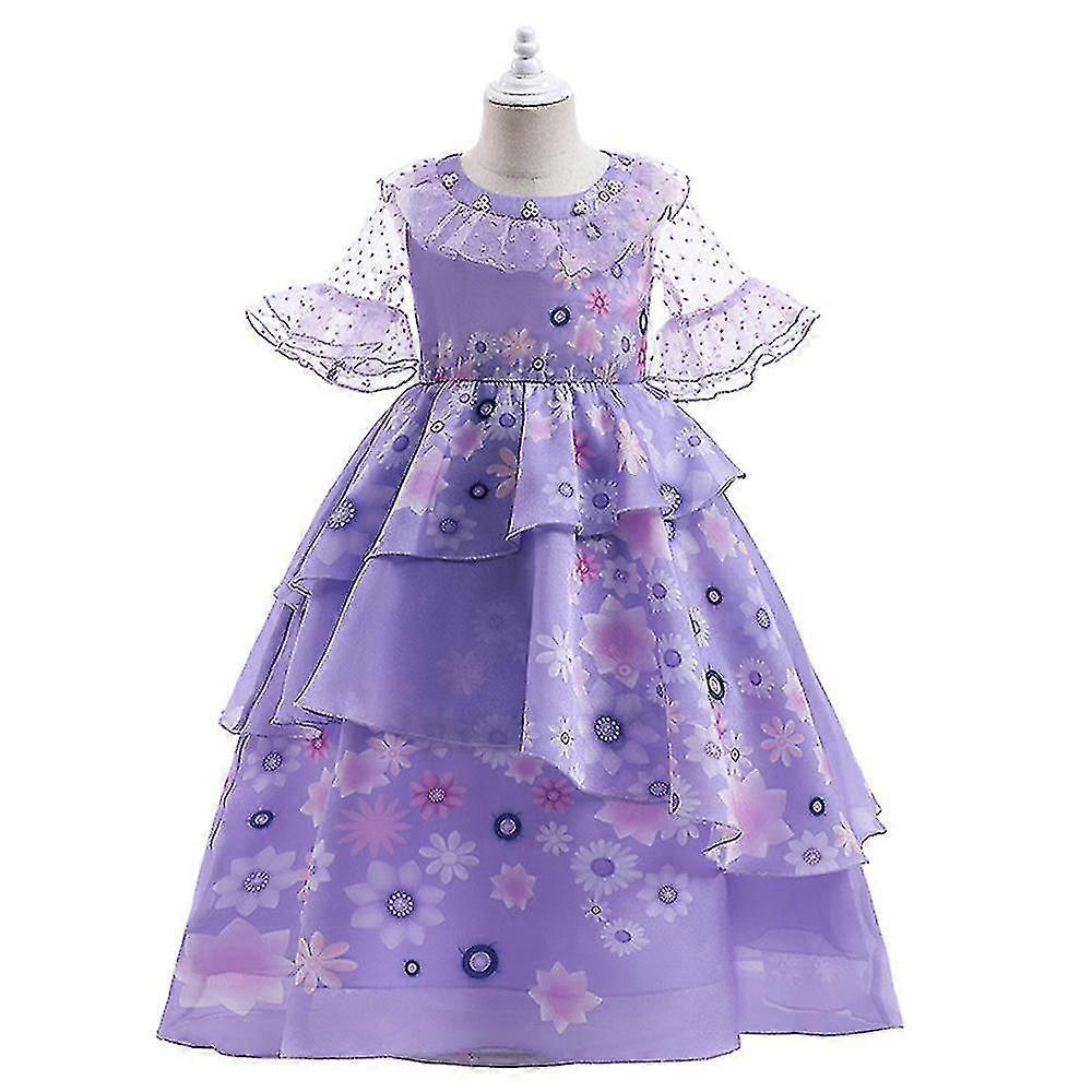Prenses Elbise Kızlar Fırfır Tutu Elbise Balo Elbisesi Encanto Isabela Prenses Cosplay Kostüm