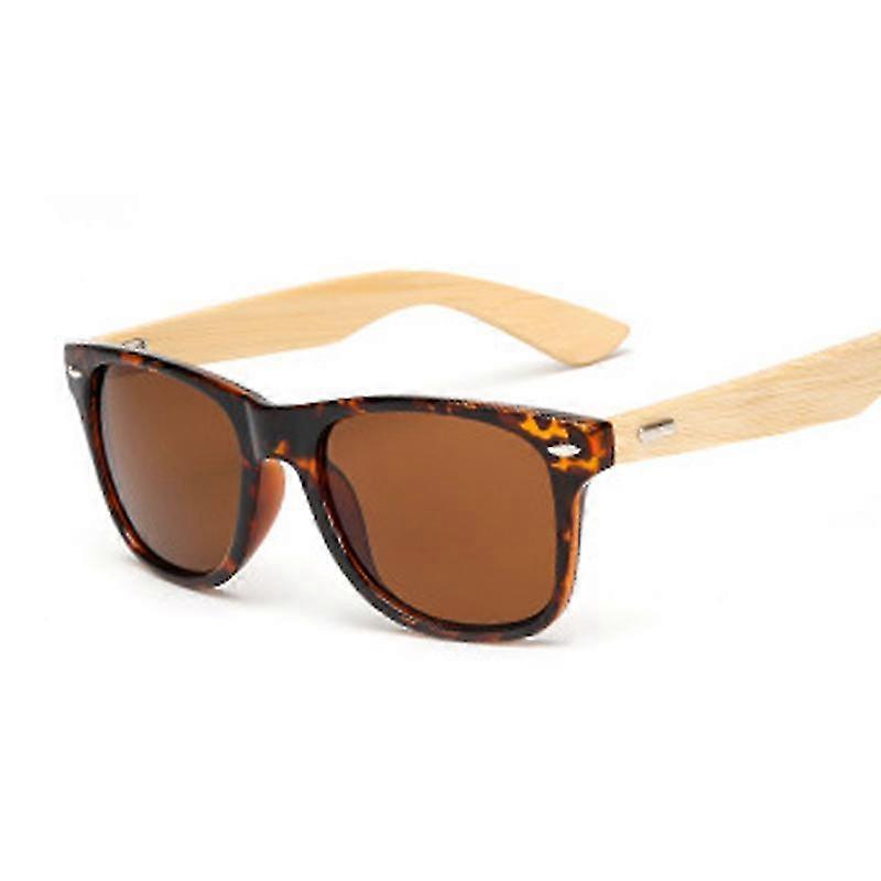 Firkantede nuancer Mænd Solbriller Kvinder Vintage Træ Solbriller Til Mand Kvinde Retro Gradient Brun Sort Leopard Oculos De Sol