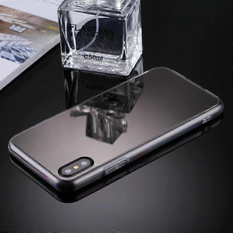 For iPhone X / XS Acrylic + TPU Electroplating Mirror Protective Back Cover Case(Black)