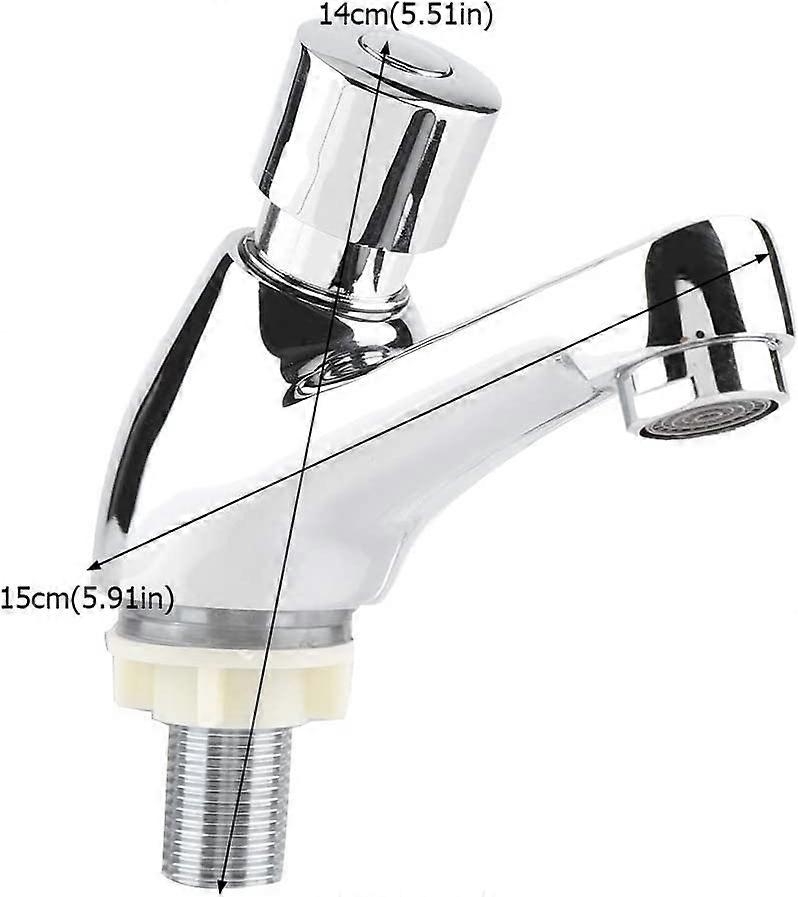 Chrome Plated Sink Faucet Self Closing Sink Tap Basin Push Tap Faucet ...