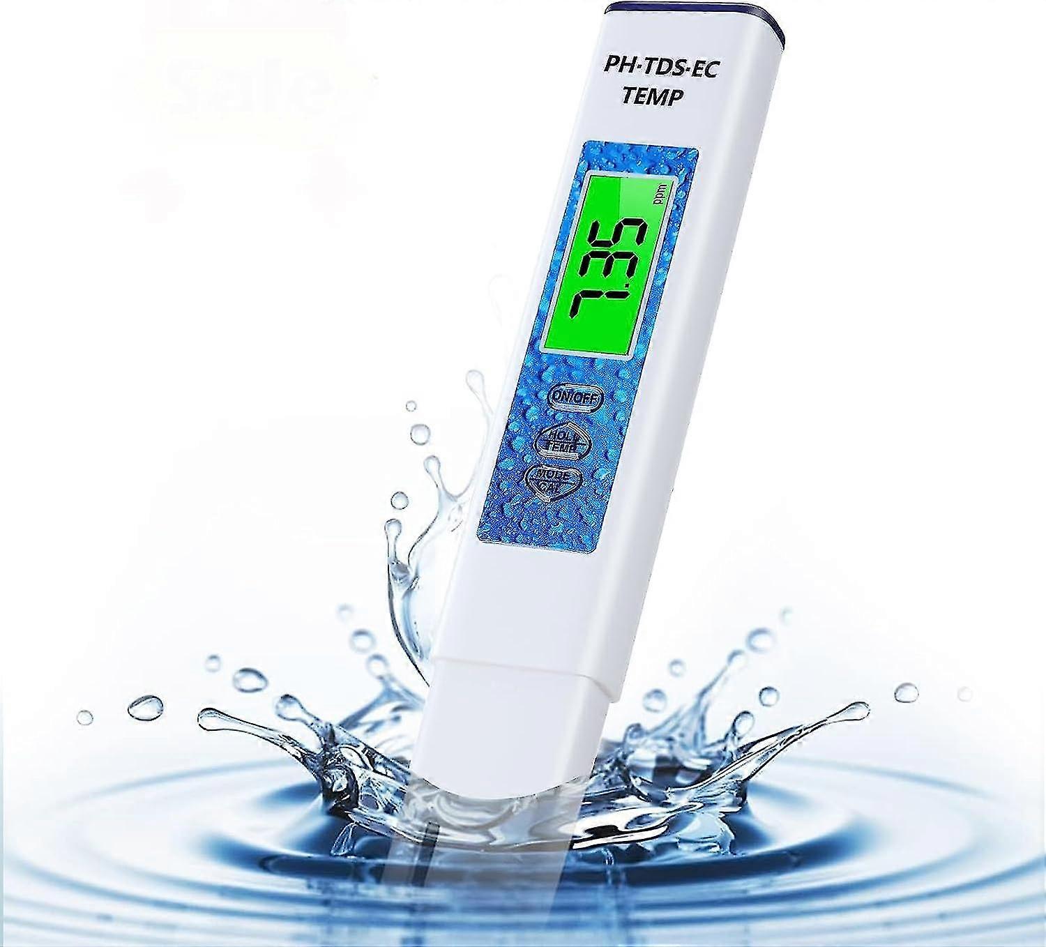 Digital PH Meter, 4 in 1 TDS Meter Water Tester with Backlight, PH/TDS/EC/Temp Meter with ATC 0.01 Resolution High Accuracy Pen Water Testing Kits