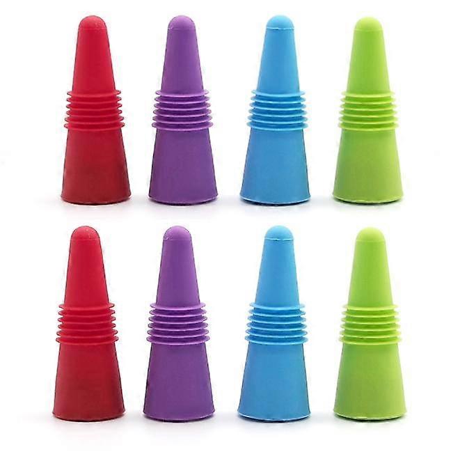 6Pcs Silicone Bottle Stopper, 8 Pieces Multicolor Reusable Wine Stopper Bottle Stopper with Thread for Wine and Beverage Bottle
