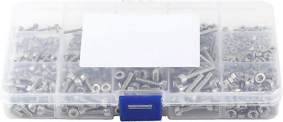 Box Of 480pcs M2/m3/m4 Bolts Screws Allen Head Hexagon Socket Nuts 304 Stainless Steel Assortment
