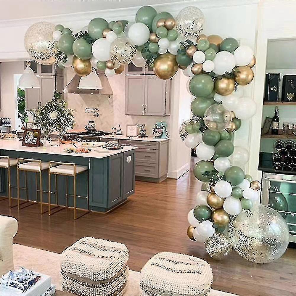Ins Retro Green Party Balloon Chain Set Avocado Green Party Balloon Banner, Balloon Arch Scene Layout