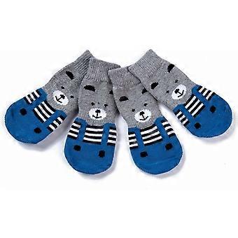 Antislipsokken voor honden en katten - Beschermt de poten van huisdieren en binnenvloeren, met rubberen kussentjes, geschikt voor kleine of grote honden en katten Blauw 2XL 4 stuks