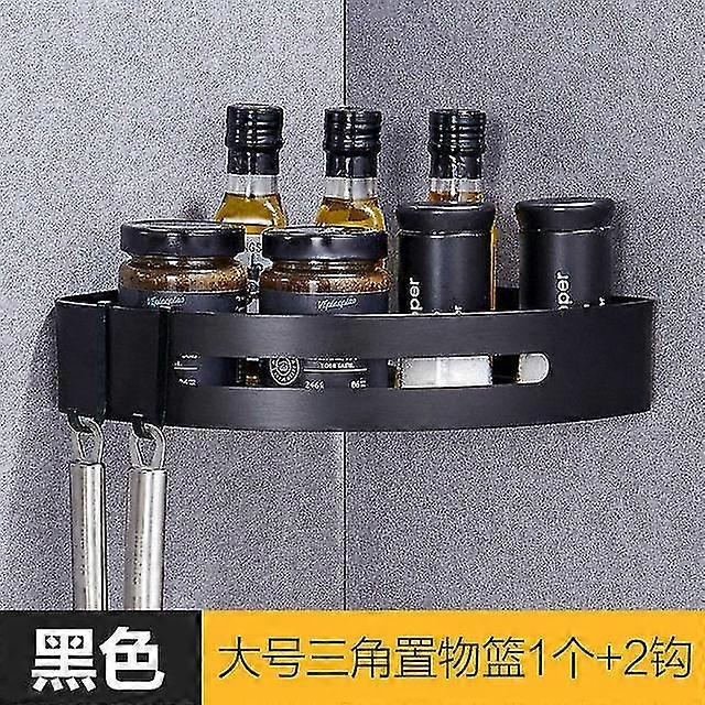 YYH-Large Triangle Kitchen Shelf  Wall Shelf Storage Organizer Shelf Spice Rack Storage black