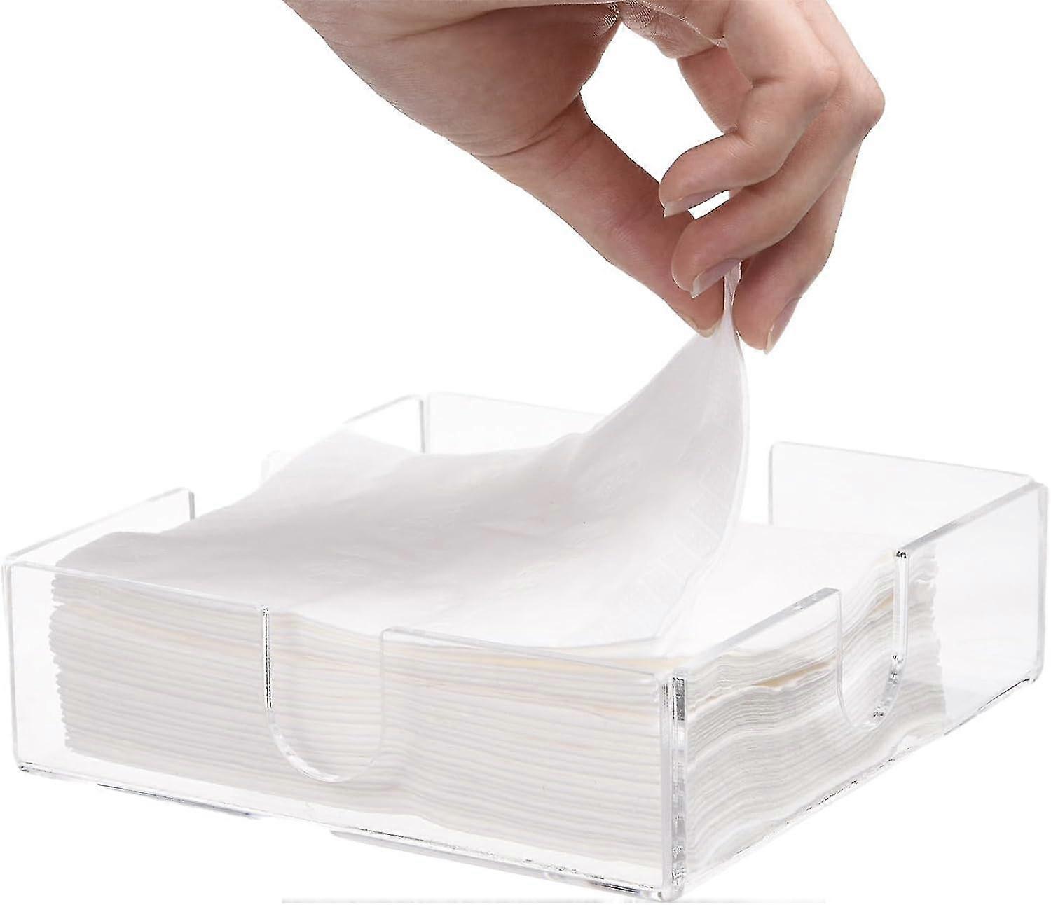 Acrylic Napkin Holder Paper Towel Dispenser Square Tissue Box Clear Bathroom Desktop Vanity