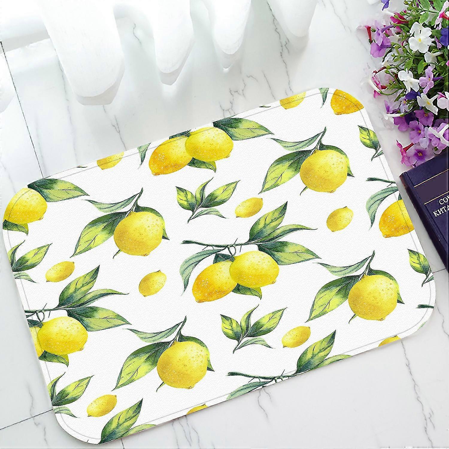 Zitrone weiße Fußmatte Badematte Teppich Eingang Teppich Fußmatten 40x60 cm