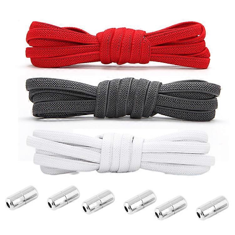 3 pairs Elastic Shoe Laces No Tie Shoelaces With Metal Lock Caps
