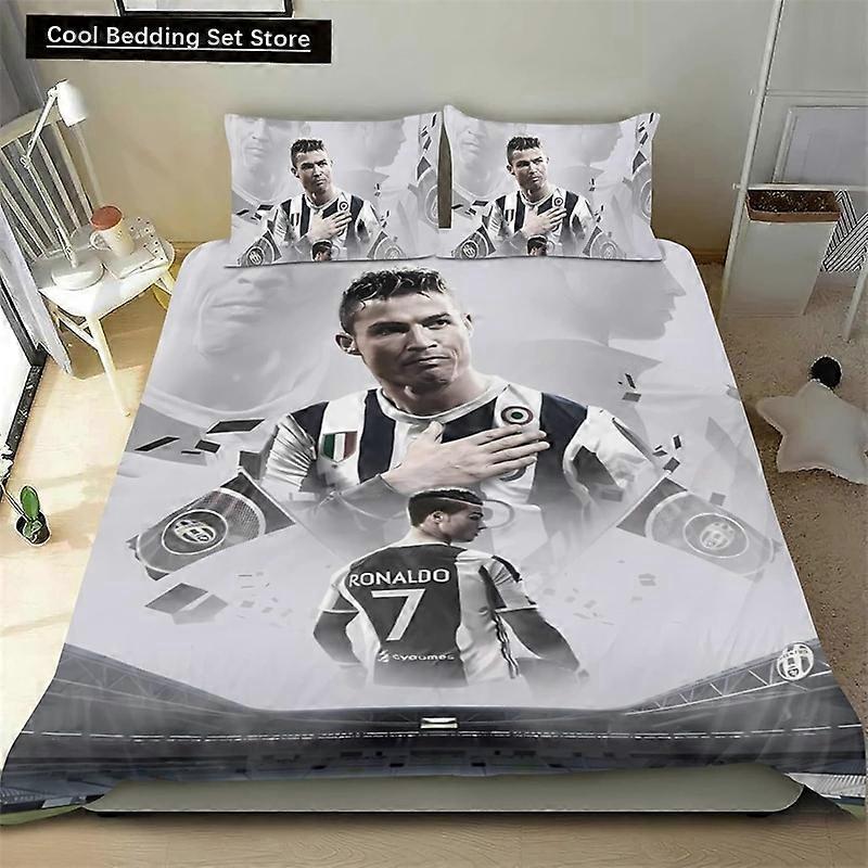 m657 Lençóis Estrela Do Futebol Ronaldo Conjunto de Cama Conjunto de Capa de Edredão Decoração Do Quarto Duplo Leve Confortável Lençóis Macios ggt657
