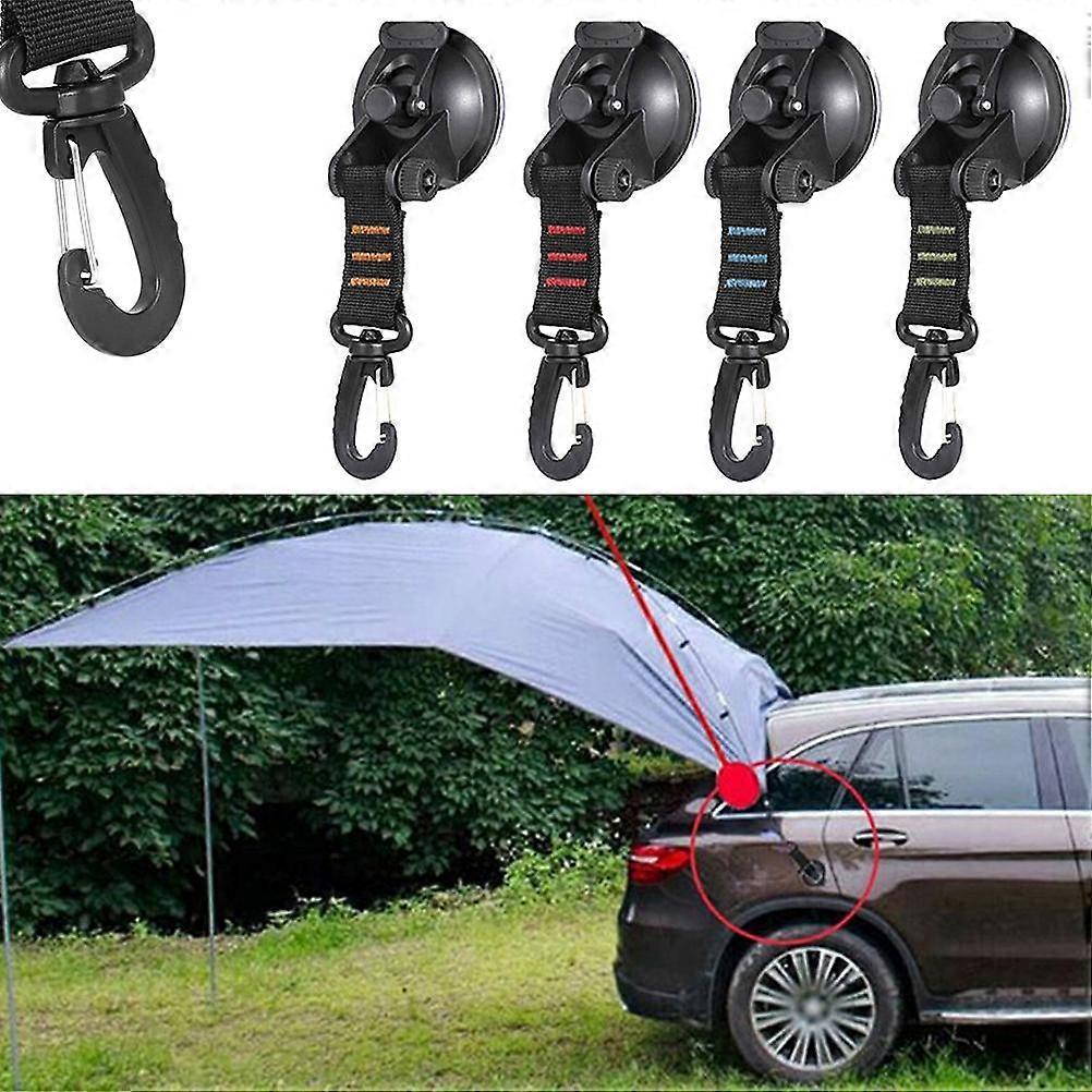 4Pcs Car Tent Suction Cup With Securing Hook Tie Down Camping Tarp Accessory as Car Side Awning Powerful Suction Cup Hooks