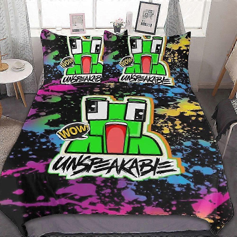 v1113 Lakan Anime Unspeable Sängkläder Set, Ultra Soft Sängkläder Set Sängkläder med påslakan Unspeable Pillo (1 Påslakan och 2 örngott) Säng Sh