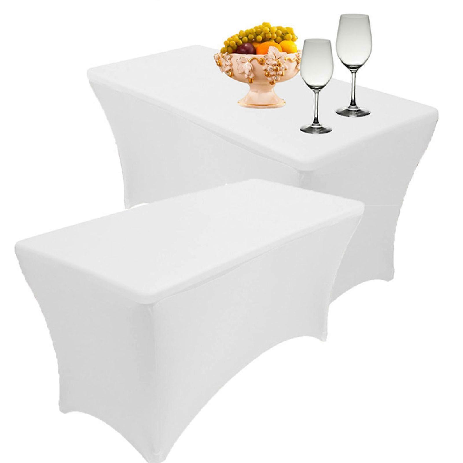 6 ft Stretchable Tablecloth - Spandex Tight Fit Table Cover for Event & Parties - Washable and Wrinkle Resistant - 2 Pack