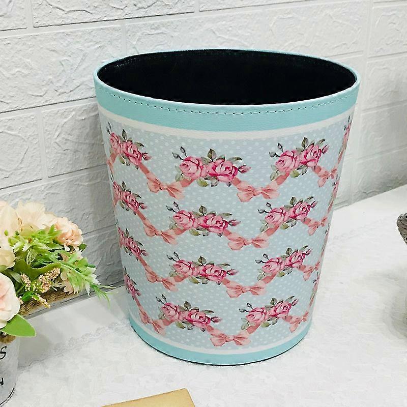 Desktop Trash Can Printed Leather Small Waste Bin Home Office Desktop Sundries Storage Bucket Garbage Bin Kitchen Trash CansTrash Cans & Wastebaskets