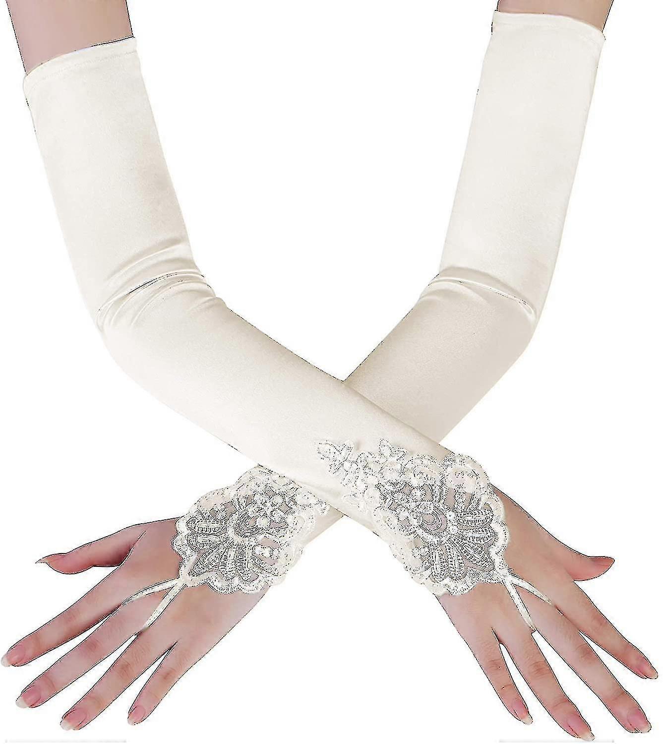 حفلة أوبرا طويلة 20S قفازات الساتان تمتد الكبار حجم طول الكوع