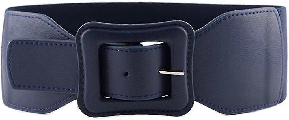 חגורה נמתחת לנשים עבור שמלות סרבל מעיל אופנה אלסטי רחב חגורת מותן חגורה מותניים Navyblue