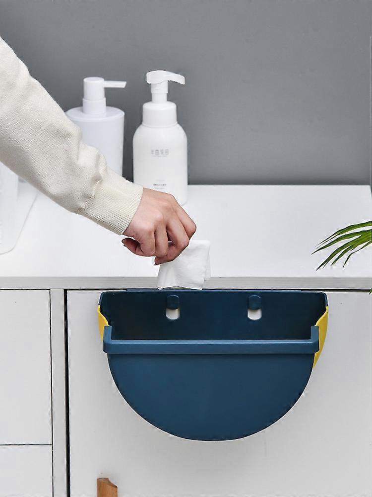 Foldable Hanging Garbage Can for Kitchen Cabinet - Portable Wall-mounted Waste Container