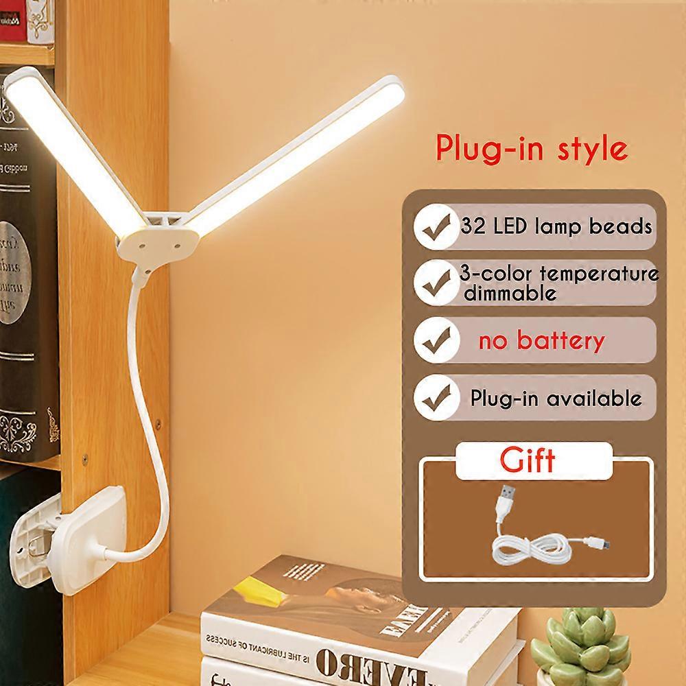 Double Head LED Desk Lamp, Flexible Clip Lamp, Gooseneck, Touch Dimming, Table Lamps, USB Charging, Desktop Computer Clip Lamp