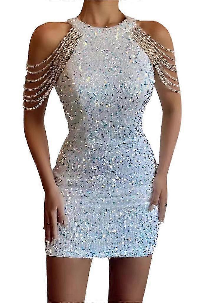 Gold Sequin Off The Shoulder Dress - Sheer Dress