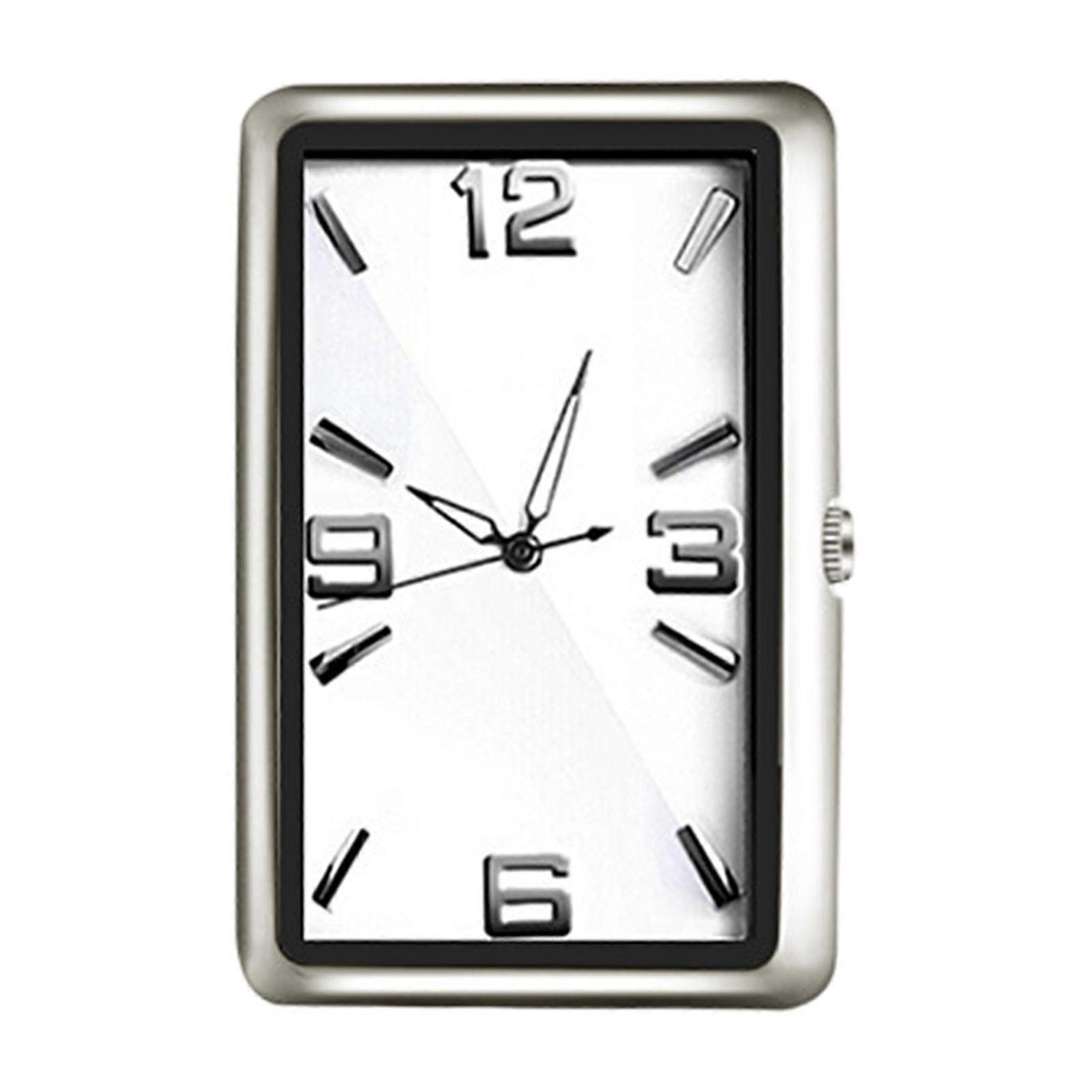 Analog Car Clock Rectangular High/Low Temperature Resistant Fluorescent Digital Button Battery Operated Car Decoration Pointer Universal Car Dashboard