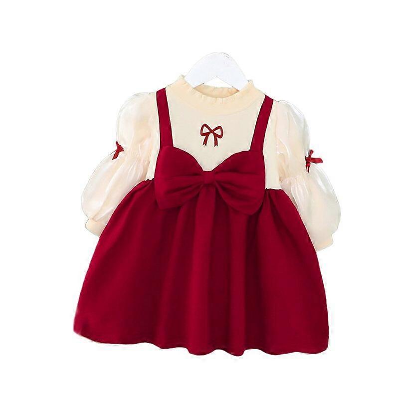 Pasgeboren Baby Meisjes Jurk Rood Bowknot Kerst jurk Leuke