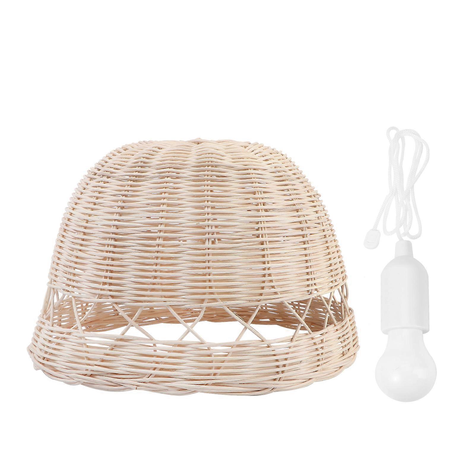 1pc Rural Rattan Lampshade Weaving Hanging Lamp Lampshade with Light Source
