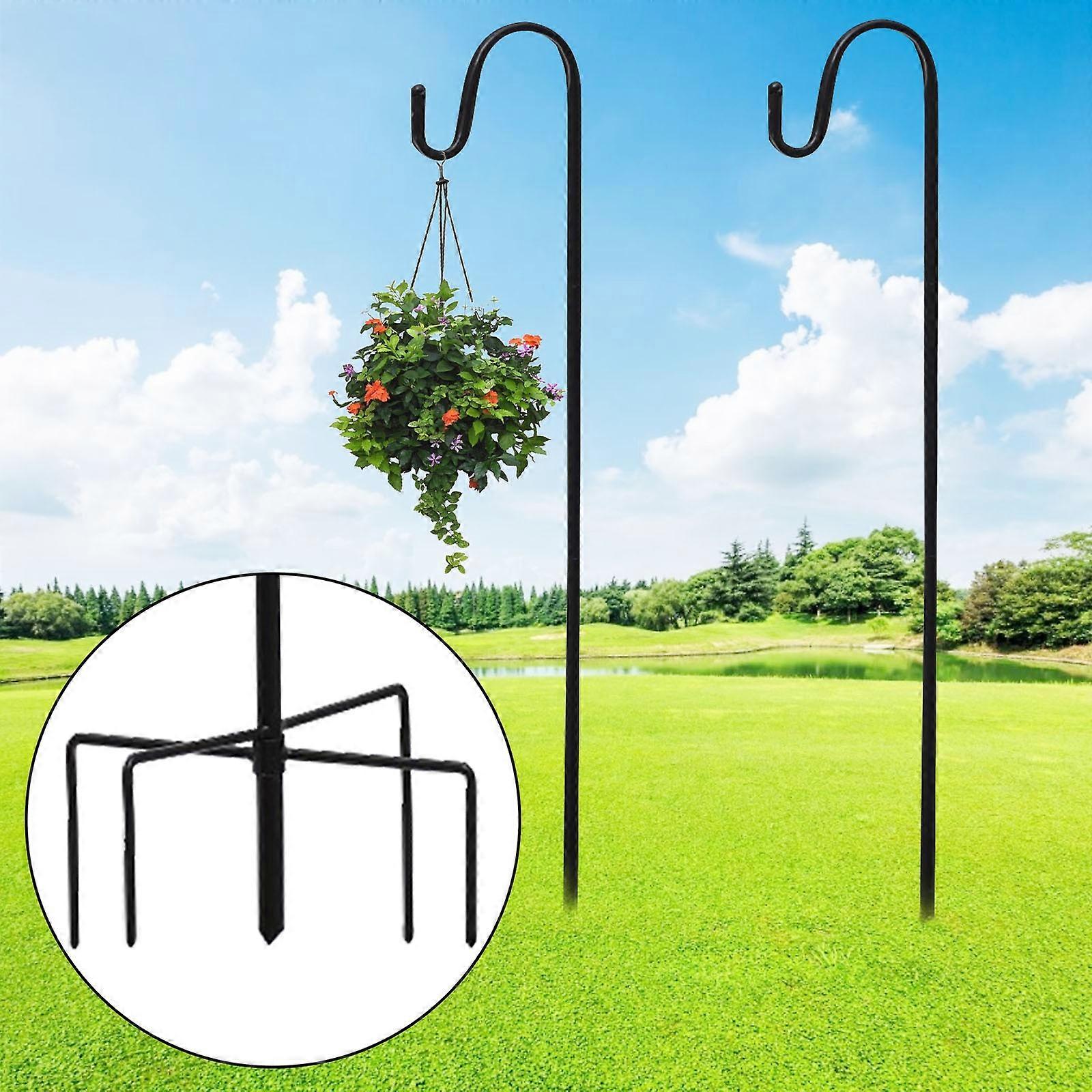 Shepher d Hooks With 5 Prongs Base for Bird Feeders Lanterns Wedding Baskets(2 Pack)