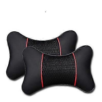 Car Pillows Pu Leather Knitted Headrest Neck Rest Cushion Support