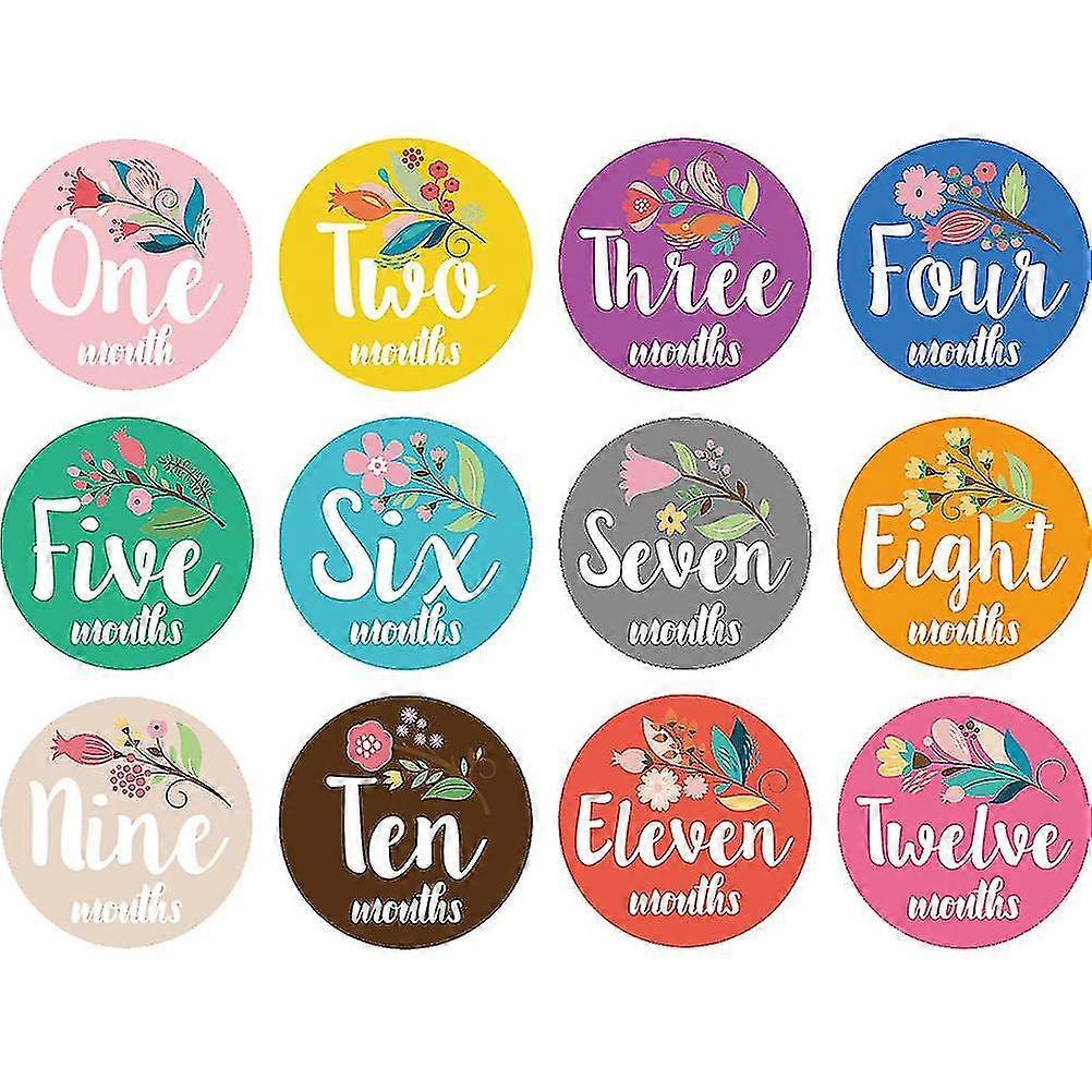 12pcs floral αυτοκόλλητα ορόσημο κοριτσιών μωρών 12 μηνιαία στηρίγματα εικόνων φωτογραφιών για το δώρο ντους μωρών