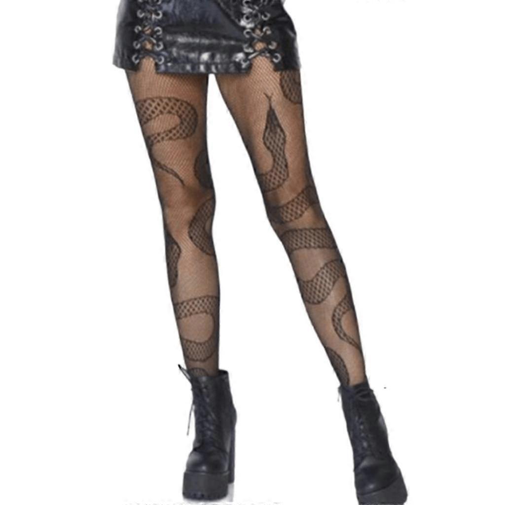 Femmes Sexy Fishnet Collants Evil Snake Jacquard Patterned Anime Tights