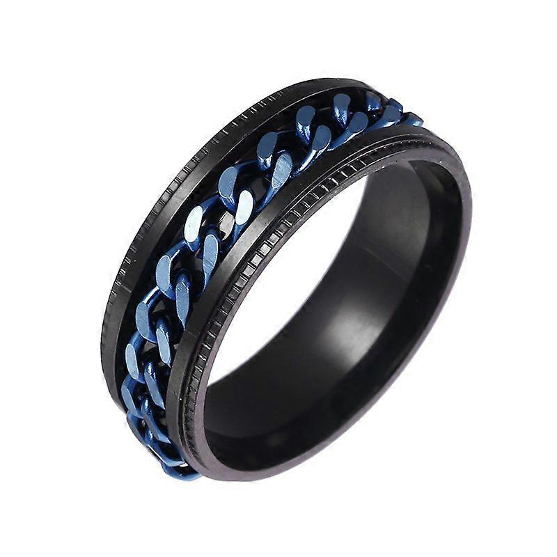 Anneau Spinner pour hommes pour le soulagement de l’anxiété - Incrustation d’incrustation de bague d’anxiété noire en acier inoxydable Bijoux de chaîne de trottoir Taille du cadeauCirconférence 59.8mm Diamètre 19mm