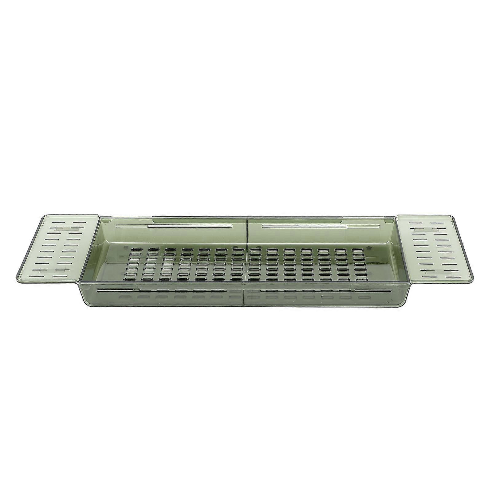 Bathtub Tray Table Extendable Draining Large Capacity Waterproof Bath Shelf for Bathroom Translucent Green