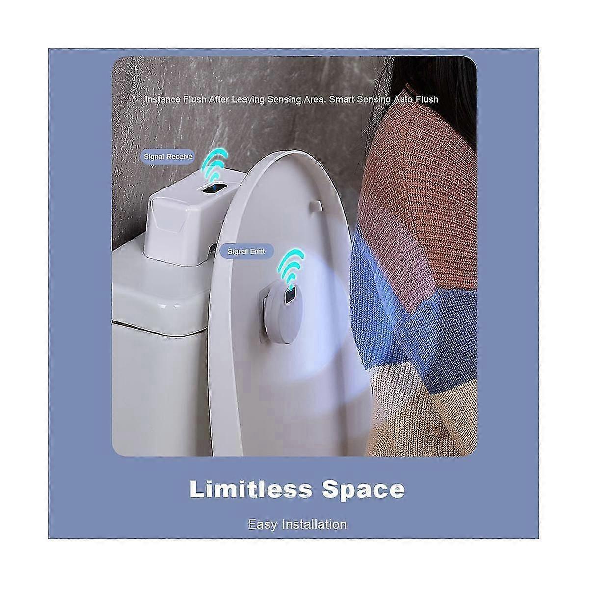Automatisk toiletskylleknap + trådløs sender toiletskyller genopladelig Smart toiletskylning