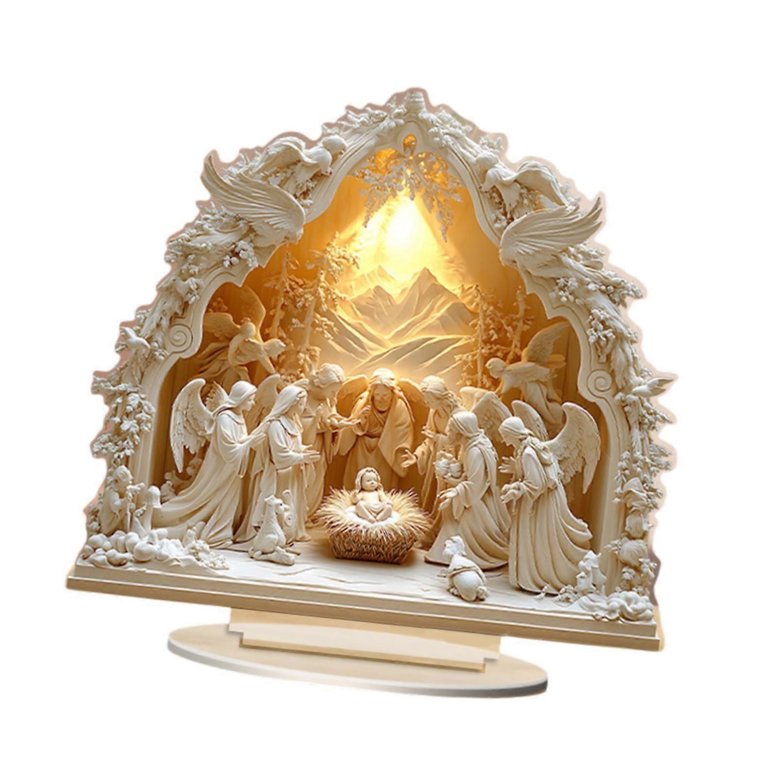 2D Flat Akryl Statue Samleobjekt Ferie Jul Julekrybbe Figur