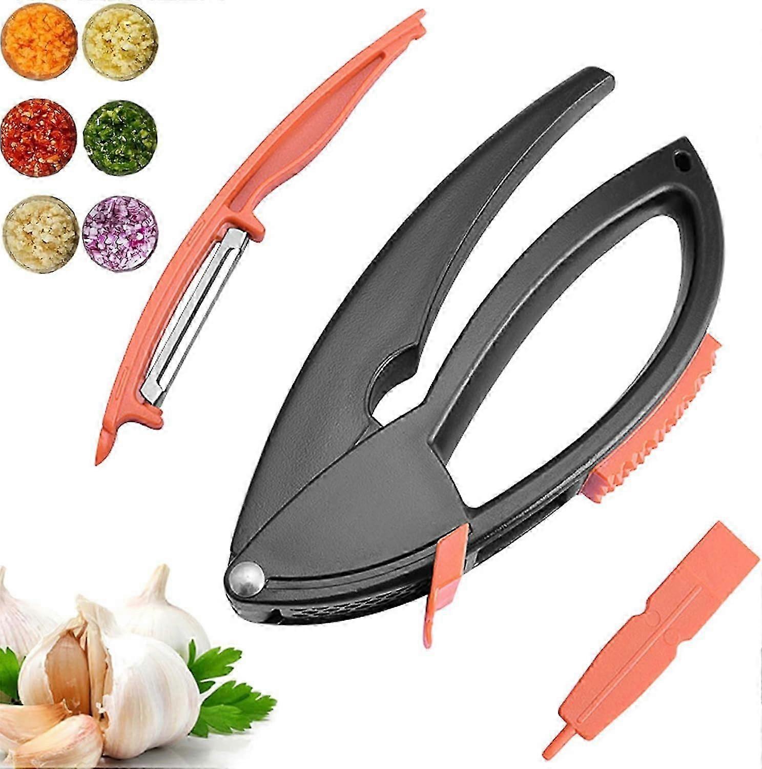 Garlic Press Multifunctional Kitchen Tool, Meat Tenderizer,Fruit Potatoes