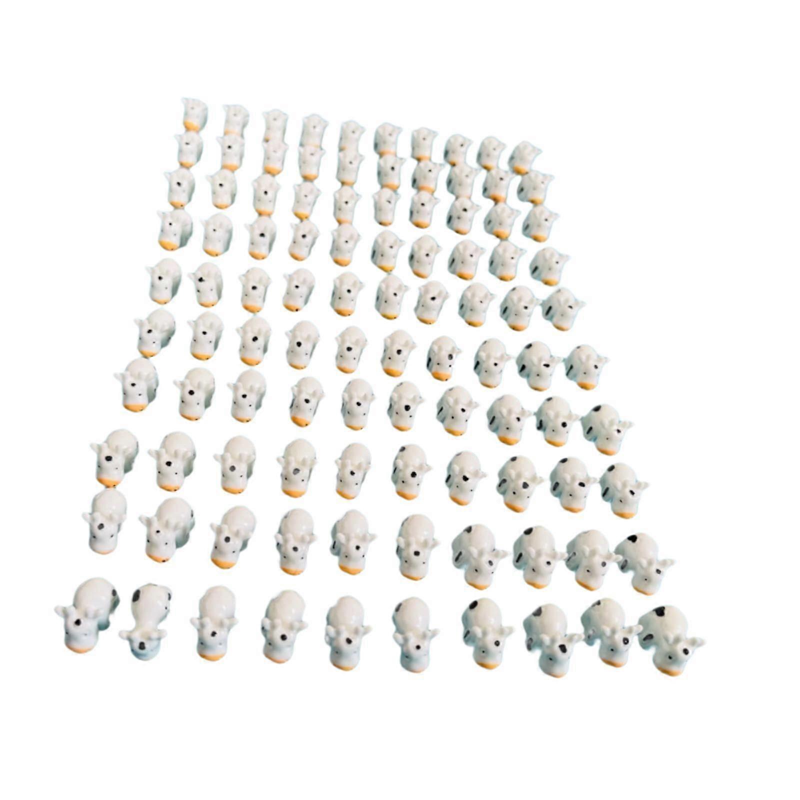 100Pcs Miniature Cows Resin Cows Sculpture to Hide Ornaments for Party Decor