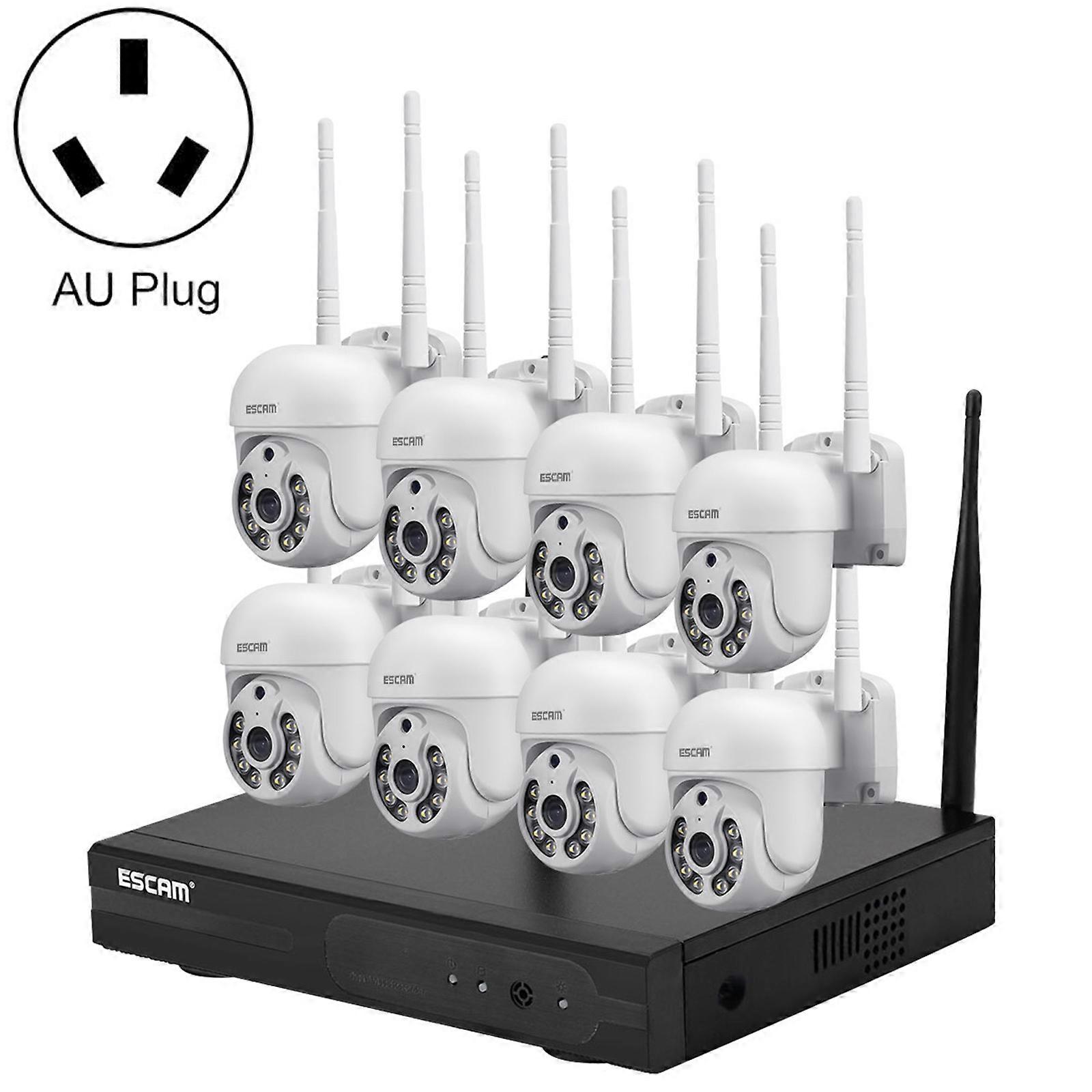 ESCAM WNK718 HD 3.0 Million Pixels 8-channel Wireless + 8IPC Wireless NVR Security System, AU Plug