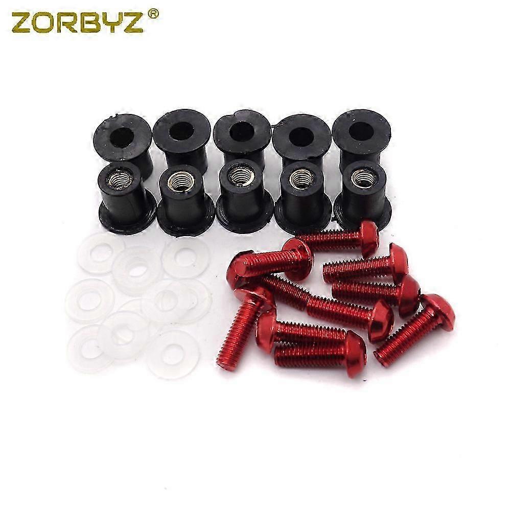 10pcs M5 Motorcycles Windshield Windscreen Screws Bolts Kit Well Nuts Washers