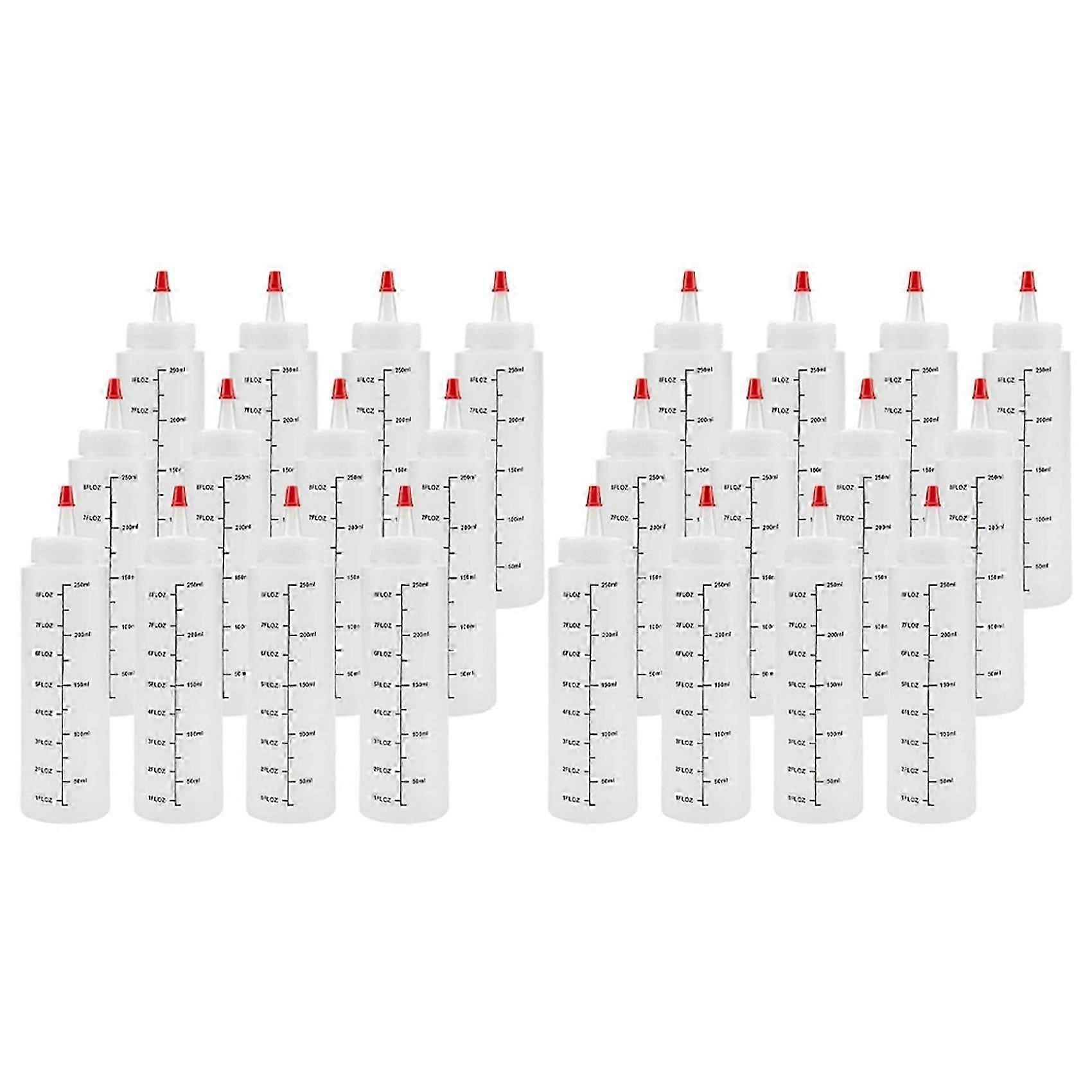 24-Pack 8 Oz Condiment Squeeze Bottles with Red Tip Cap - Durable Plastic Squirt Bottle suitable for Ketchup