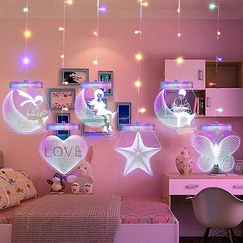 2m Romantic Girl Icicle Lamp Window Decoration Hanging Lamp, Style: Colorful Light Colorful Light