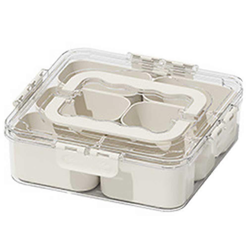 Spice Storage Box with Handle - 6 Compartment Airtight Food Containers with Lids, Kitchen Organizer for Herbs, Snacks, Nuts & Seasonings