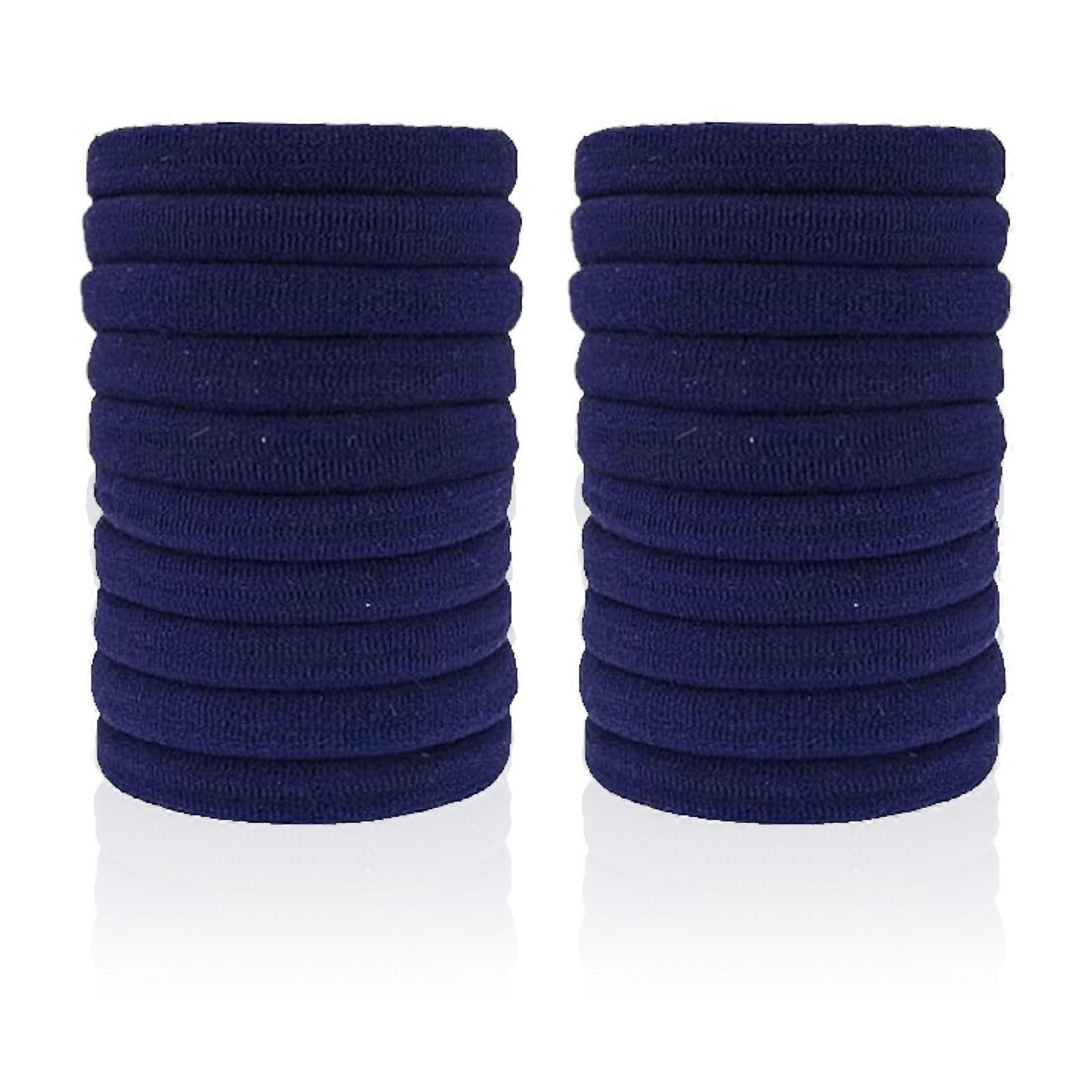 20pcsスモールネイビーシームレスヘアバンド、伸縮性ヘアバンドポニーテールクリップ弾性ヘアバンド伸縮ロープヘアアクセサリー(ネイビーブルー)