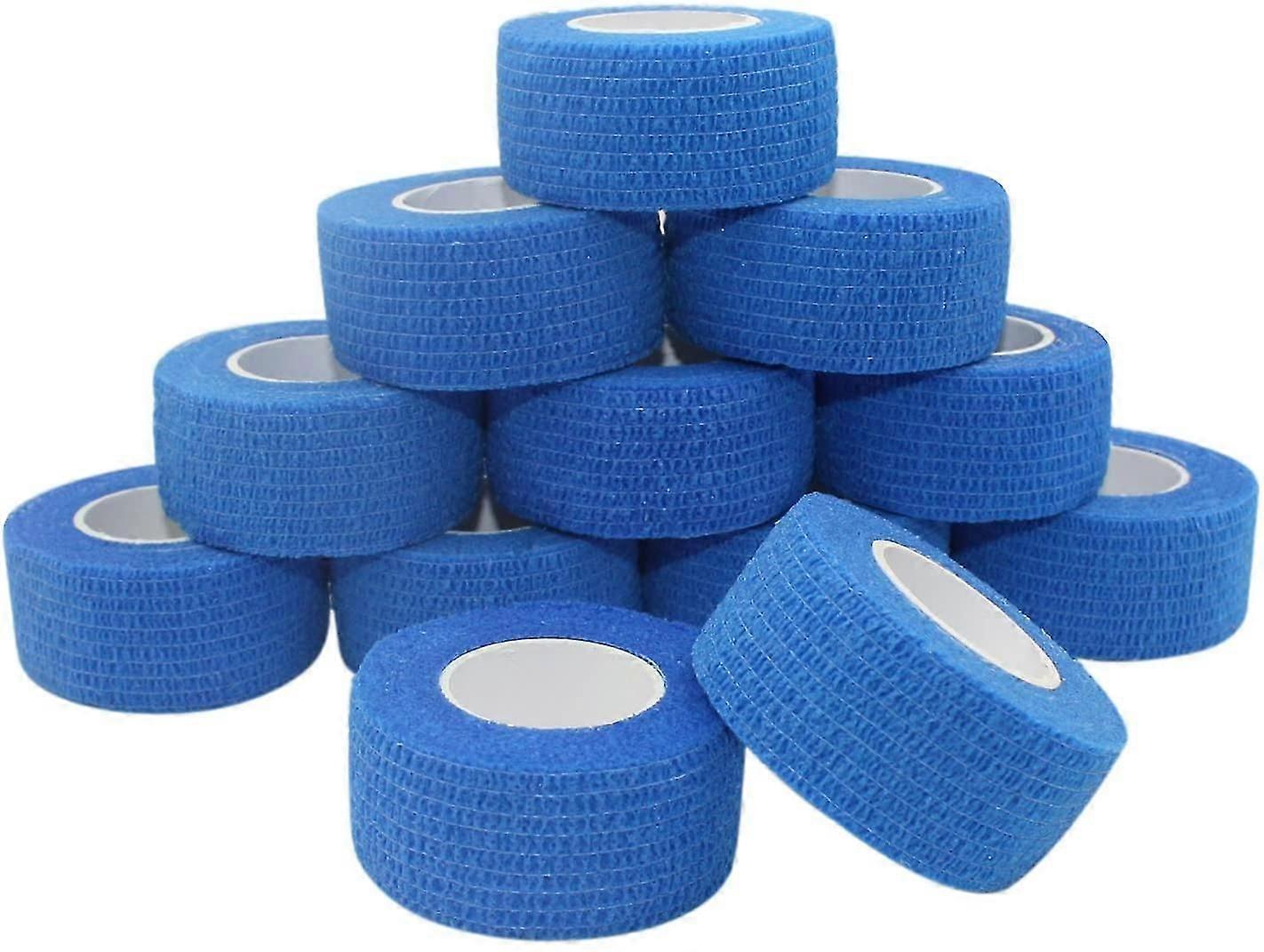 12 Pieces Of Adhesive Bandage Fixed Bandage Self-adhesive Elastic 2.5 Cm Wide X 4.5 M Stretchable Wound Bandage Joint Bandage Plaster Bandage Blue