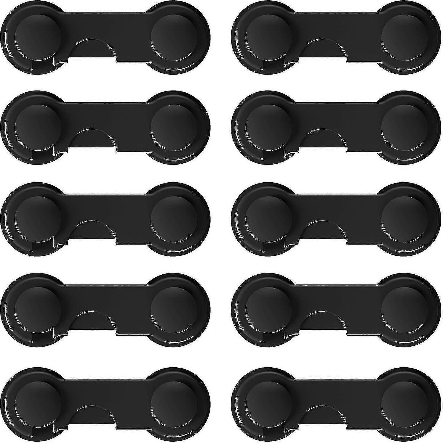 Child Safety Lock Drawer Buckle Lock For Wardrobes, Cabinets, Refrigerators, Toilets, Etc. (10 Pieces In Black)